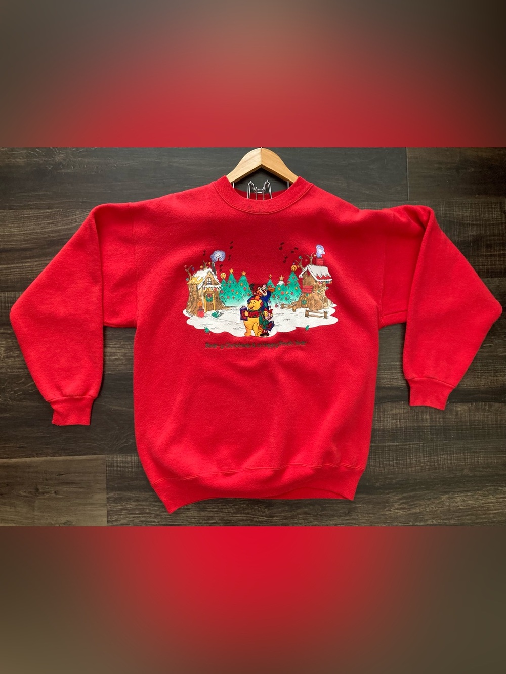VTG 90s Disney Catalog Winnie the Pooh Christmas Sweatshirt Embroidered Large